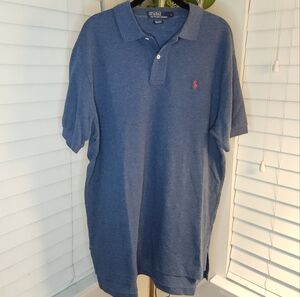 Polo By Ralph Lauren Men's Navy Polo Shirt with Blue Logo
